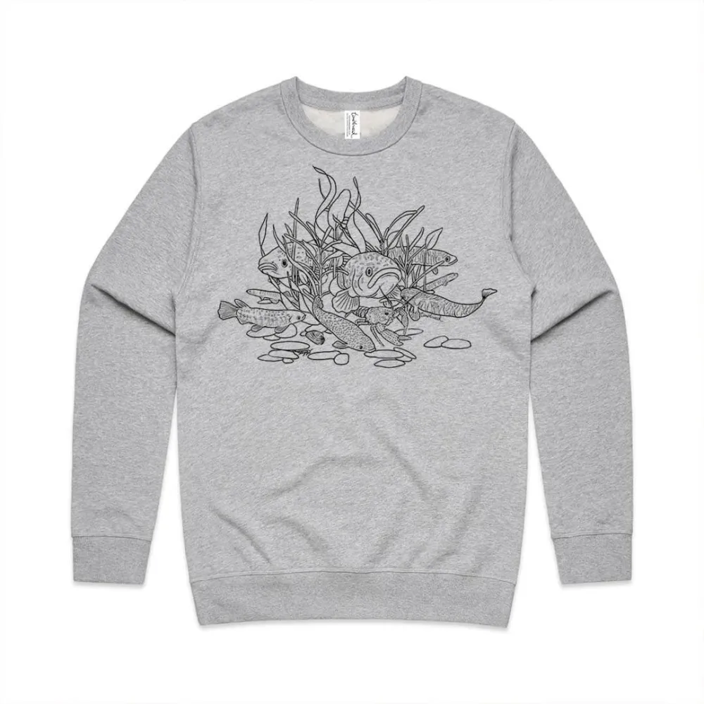 A versatile sports shirt featuring a simple pattern of freshwater fishs