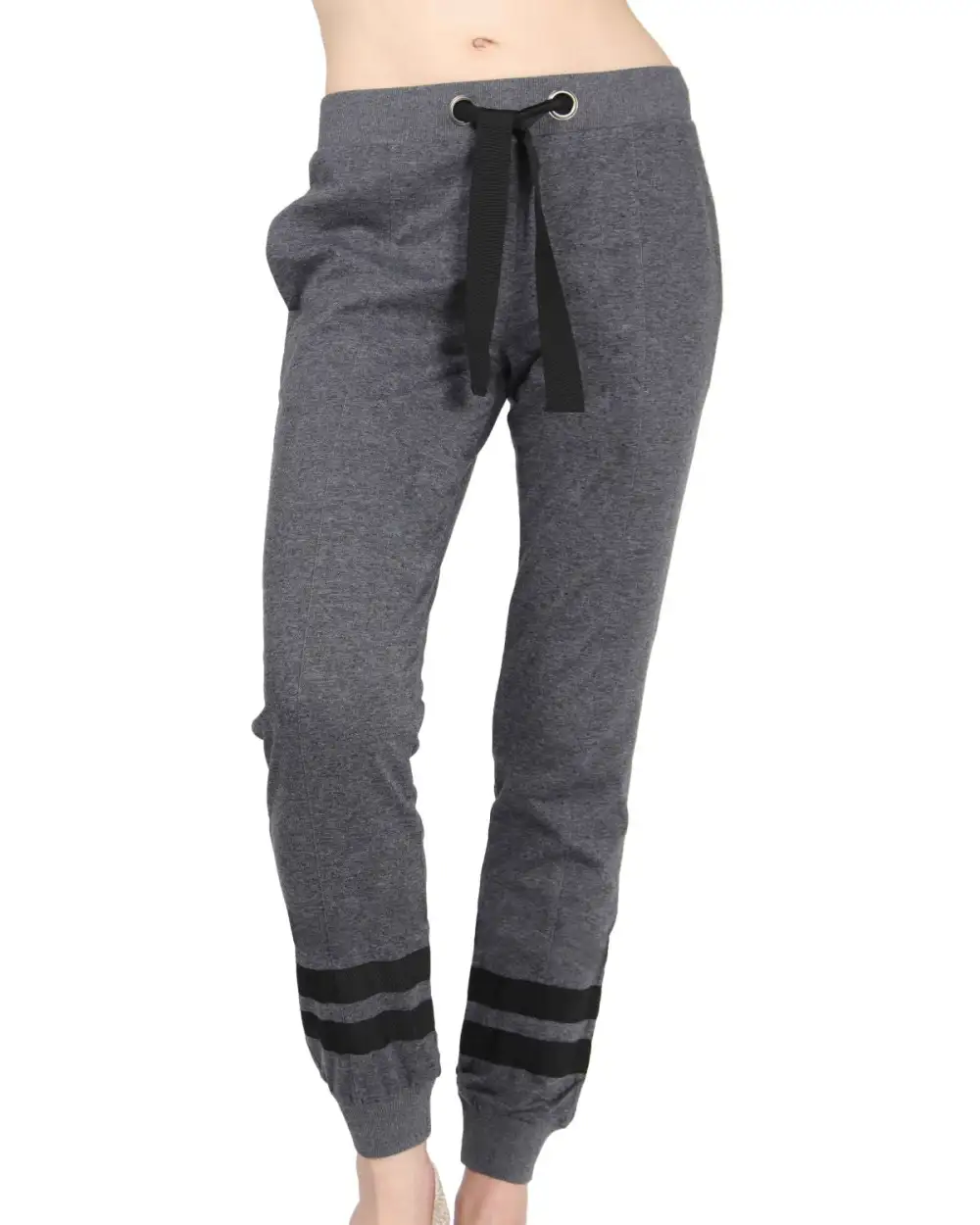 Cotton Blend Jogger Pants With Contrast Ribbon Stripes
