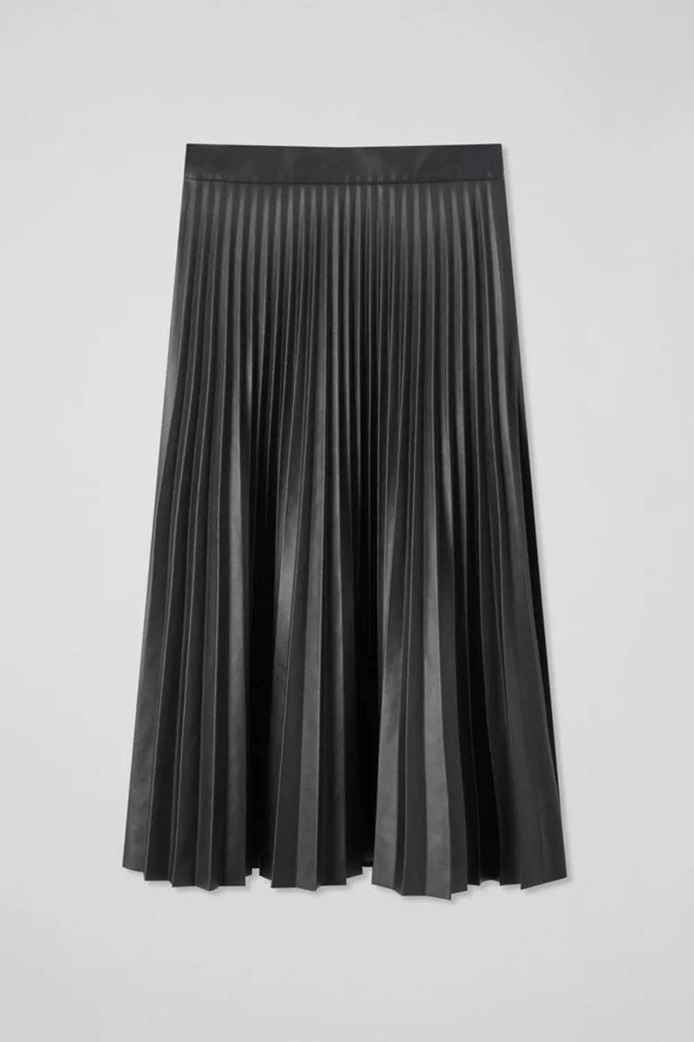 Grey Pleated Midi Skirt