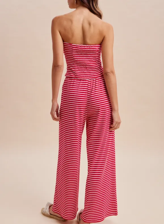 Striped Jersey Knit Strapless Lounge Set