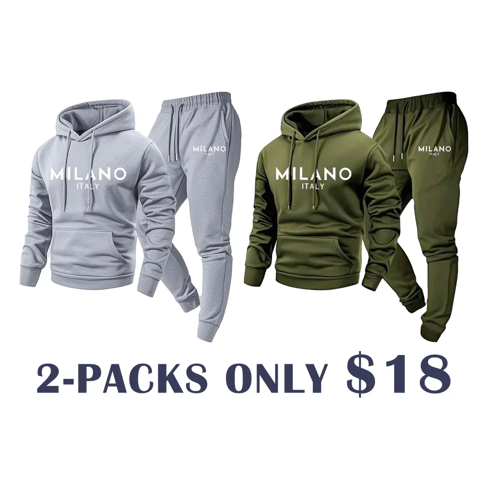 🔥WAREHOUSE SALE-Men's Milano Print Hoodie and Sweatpants Set | Casual Tracksuit for Indoor & Outdoor