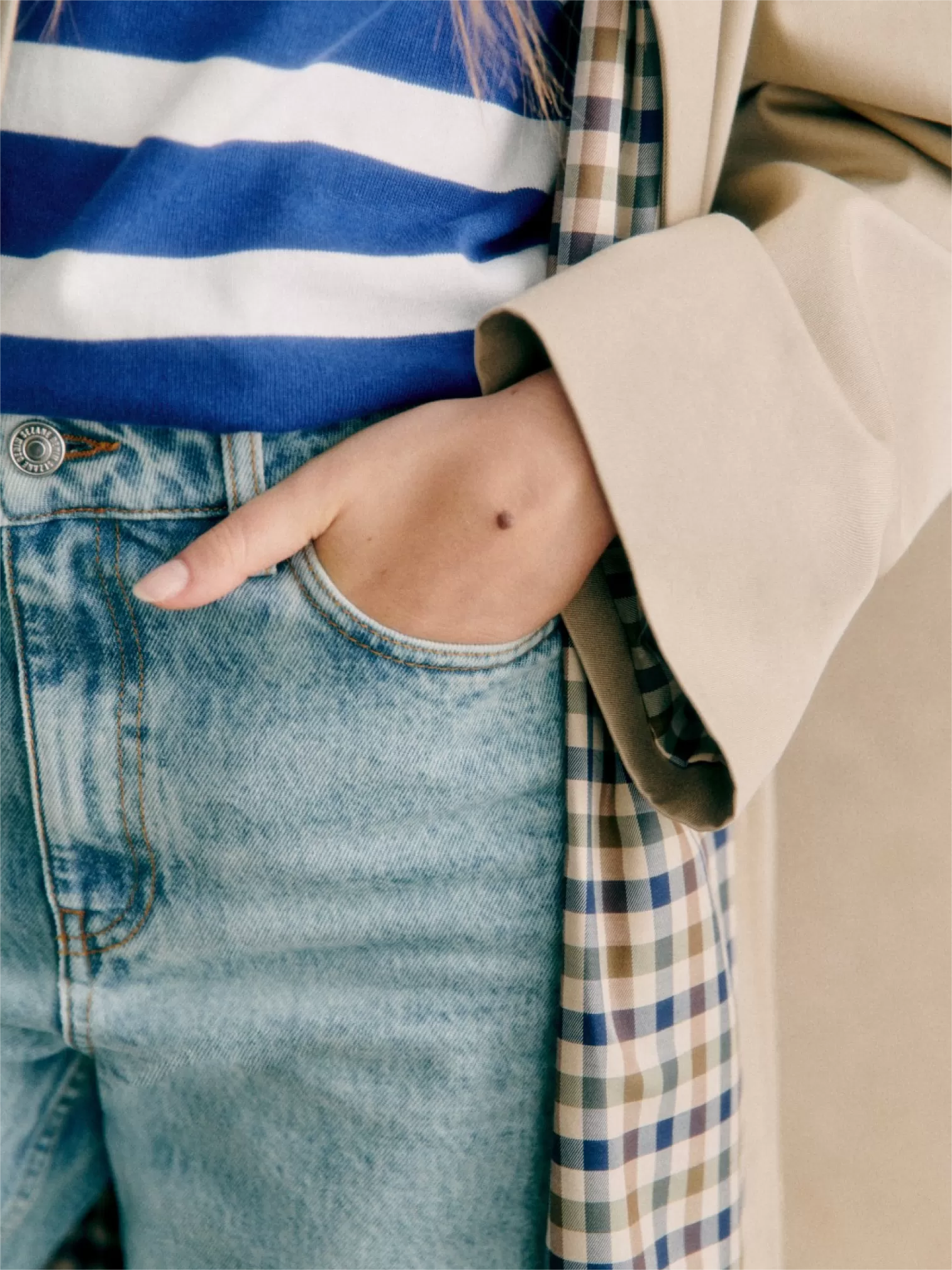 Khaki Trench Coat with Buttons
