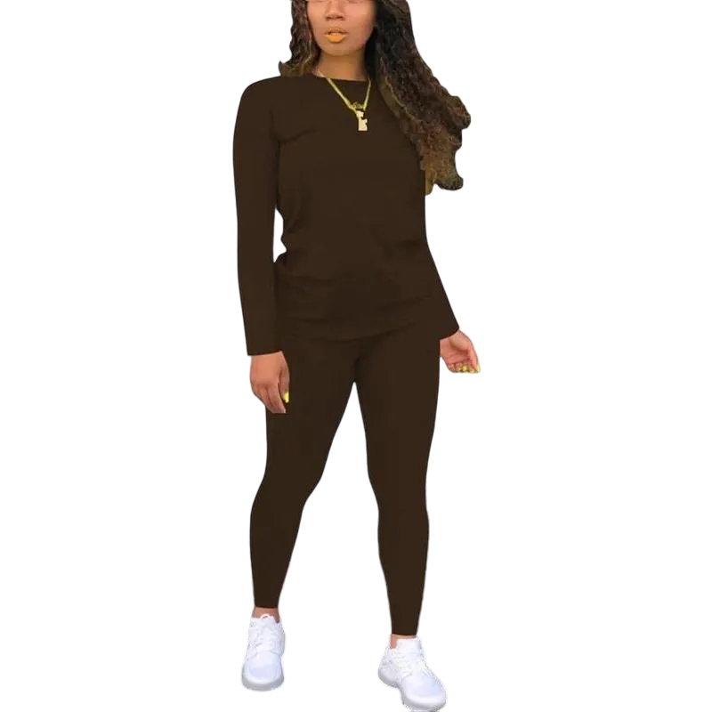 Women's Long Sleeve Tee & Elastic Waist Pants Set