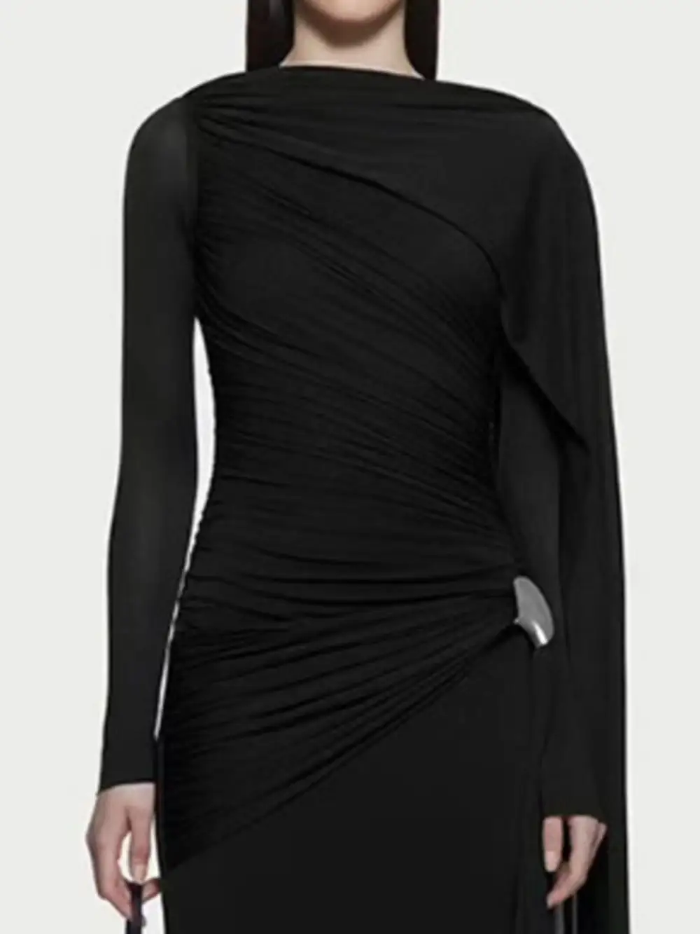 Clean Line Ruched Long Sleeve Maxi Dress