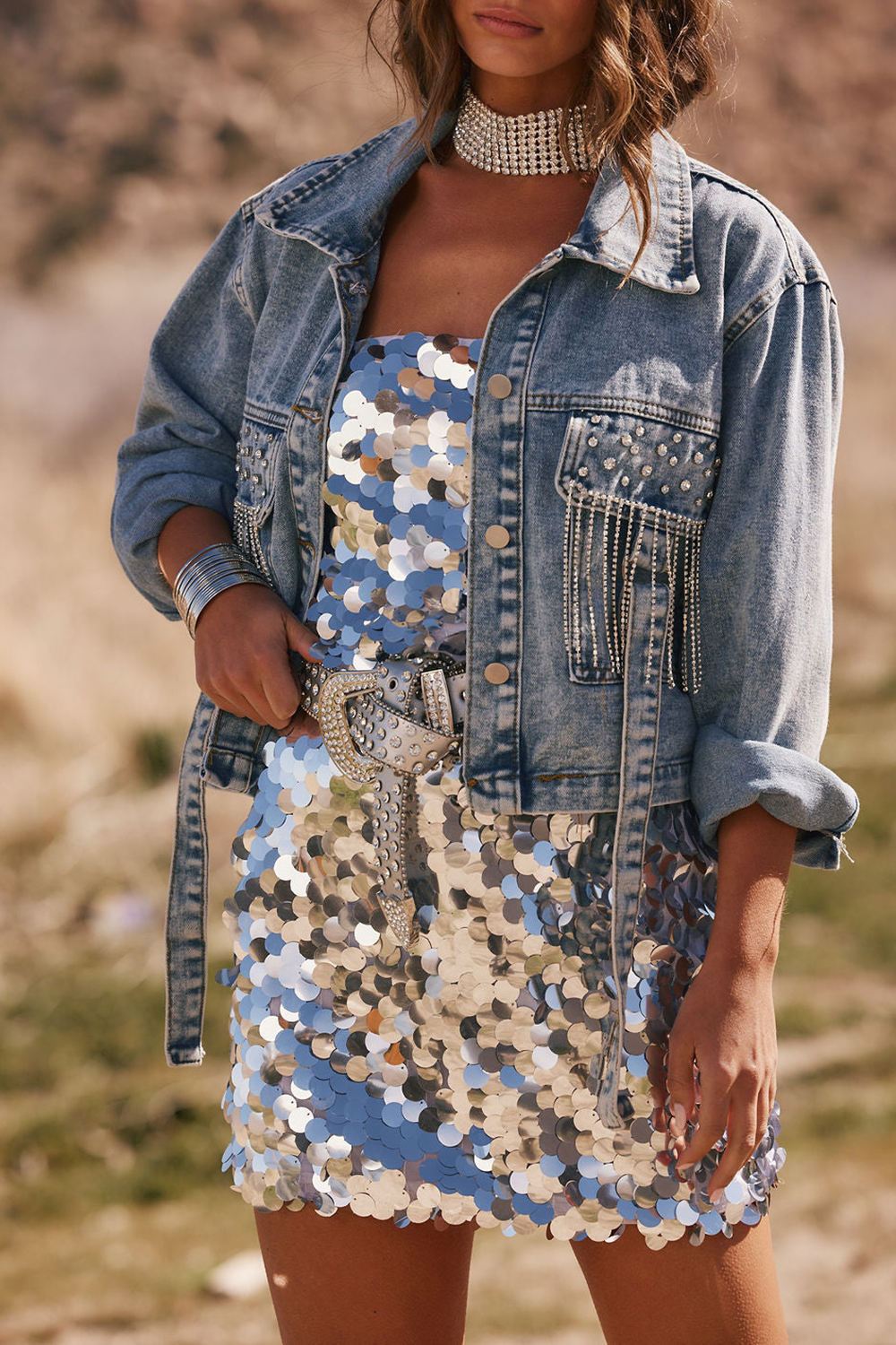 Rhinestone Denim Jacket