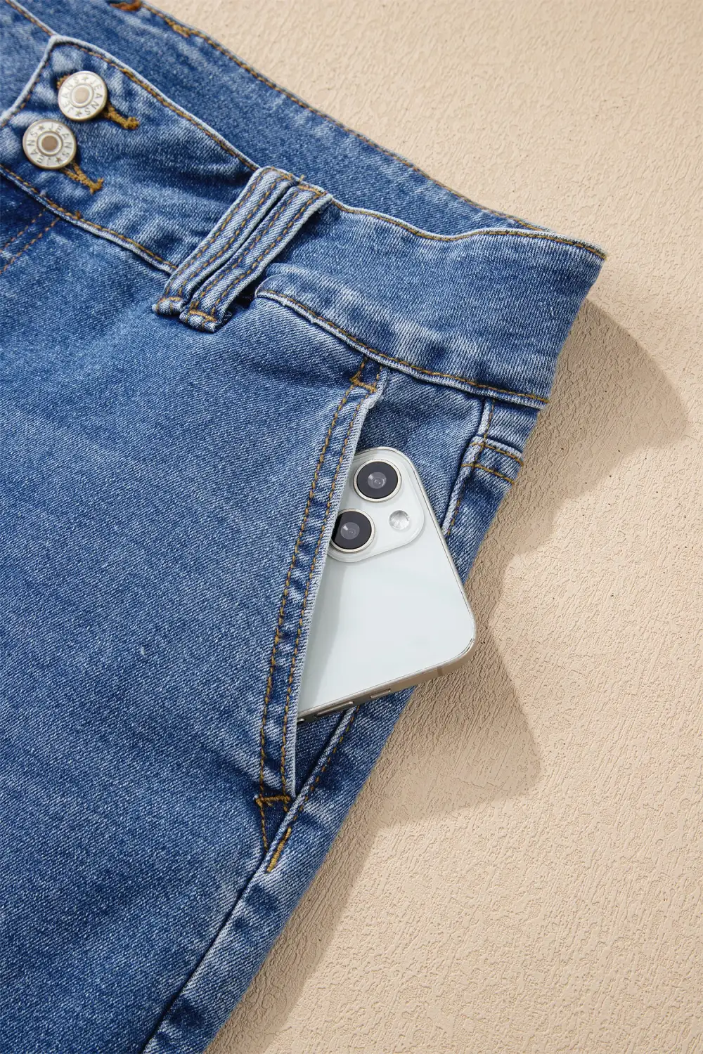 High-Waist Pocketed Stretch Straight Leg Jeans