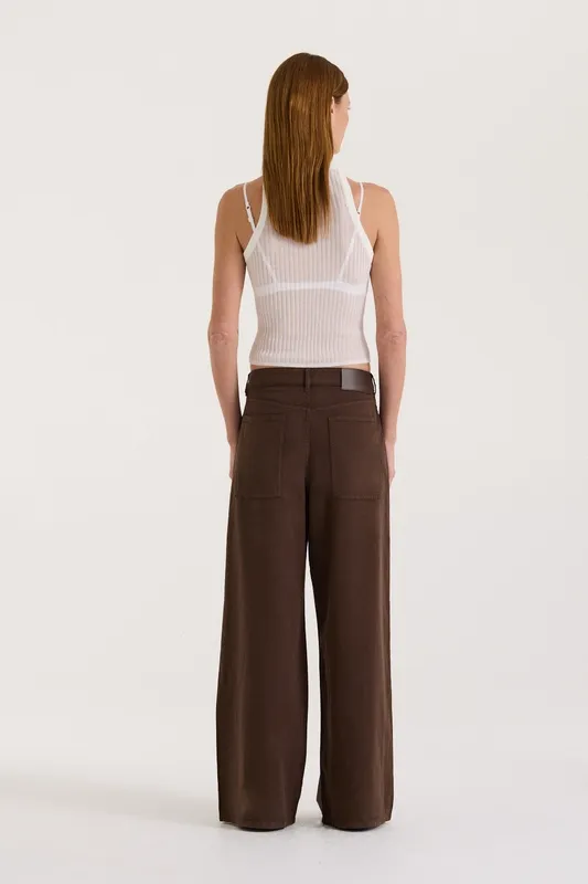 Mahogany Pleated Low-Rise Jean