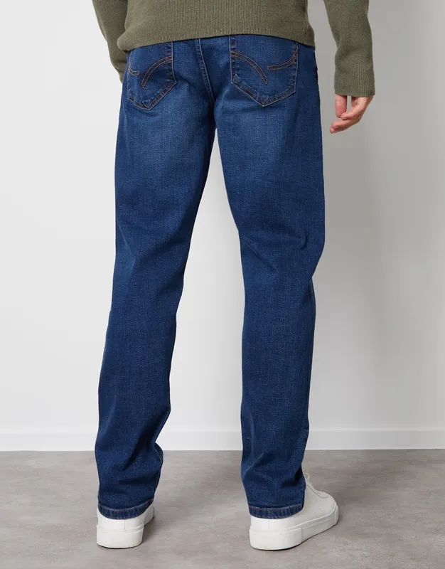 Mid Wash Straight-Leg Jeans