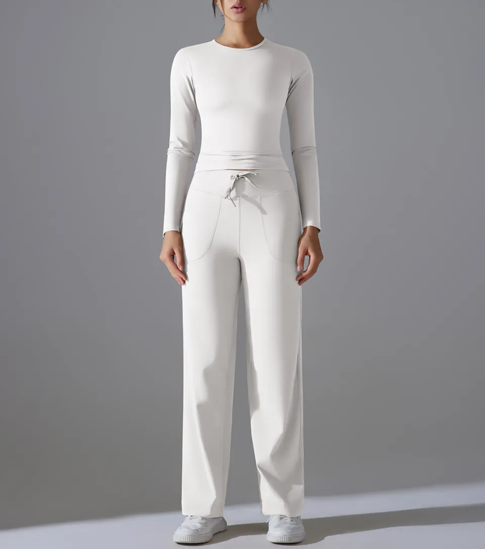 Long-Sleeve High-Waist Top and Trousers Active Set