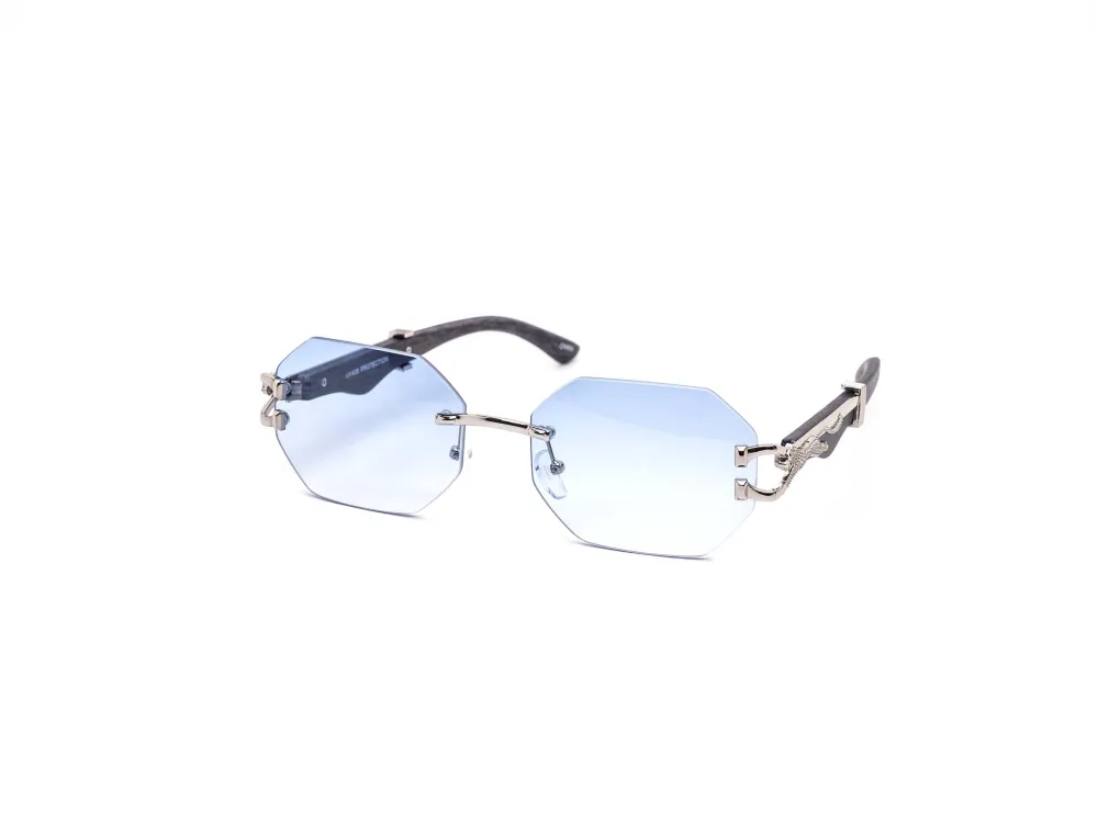 12-Pack Rimless Cat-Eye Gradient Metal Sunglasses