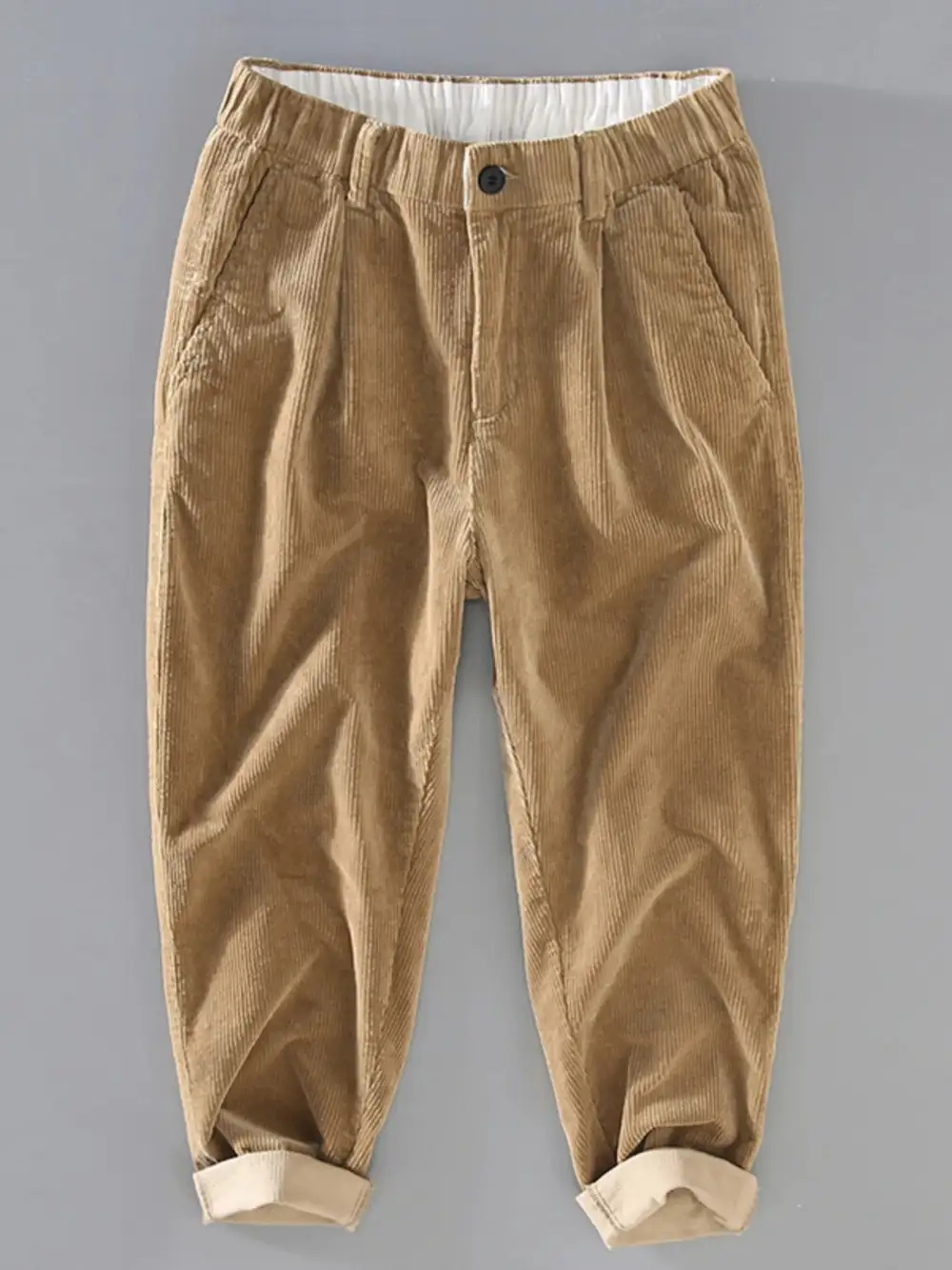Men's Plus Size Corduroy Pleated Casual Pants
