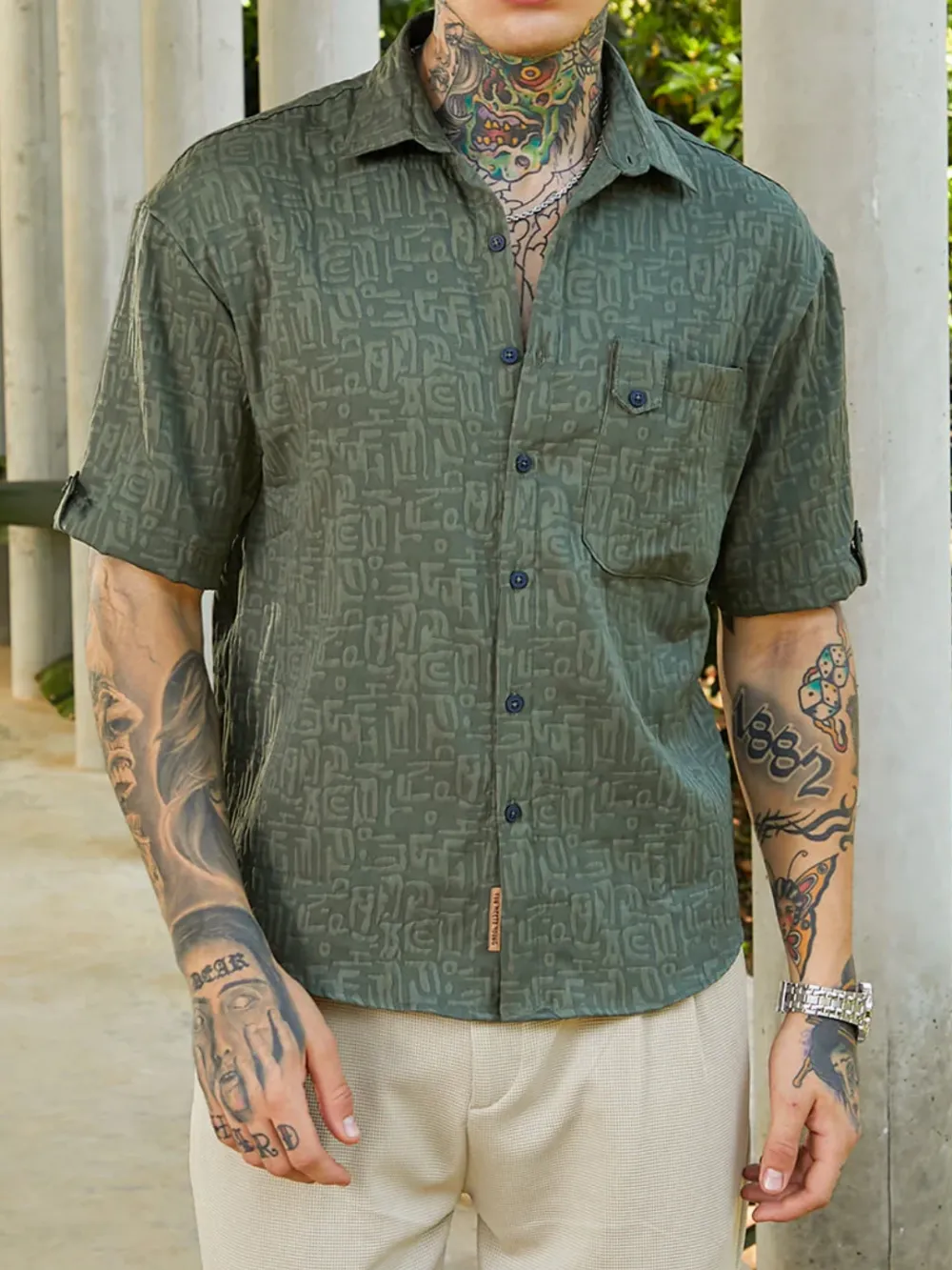 Green Casual Style Oversized Shirt