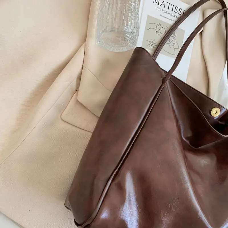 Compact Leather Roomy Everyday Tote Bag