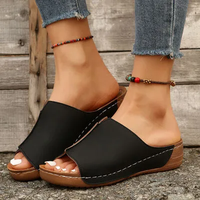 Minimal Open Toe Wedge Sandals