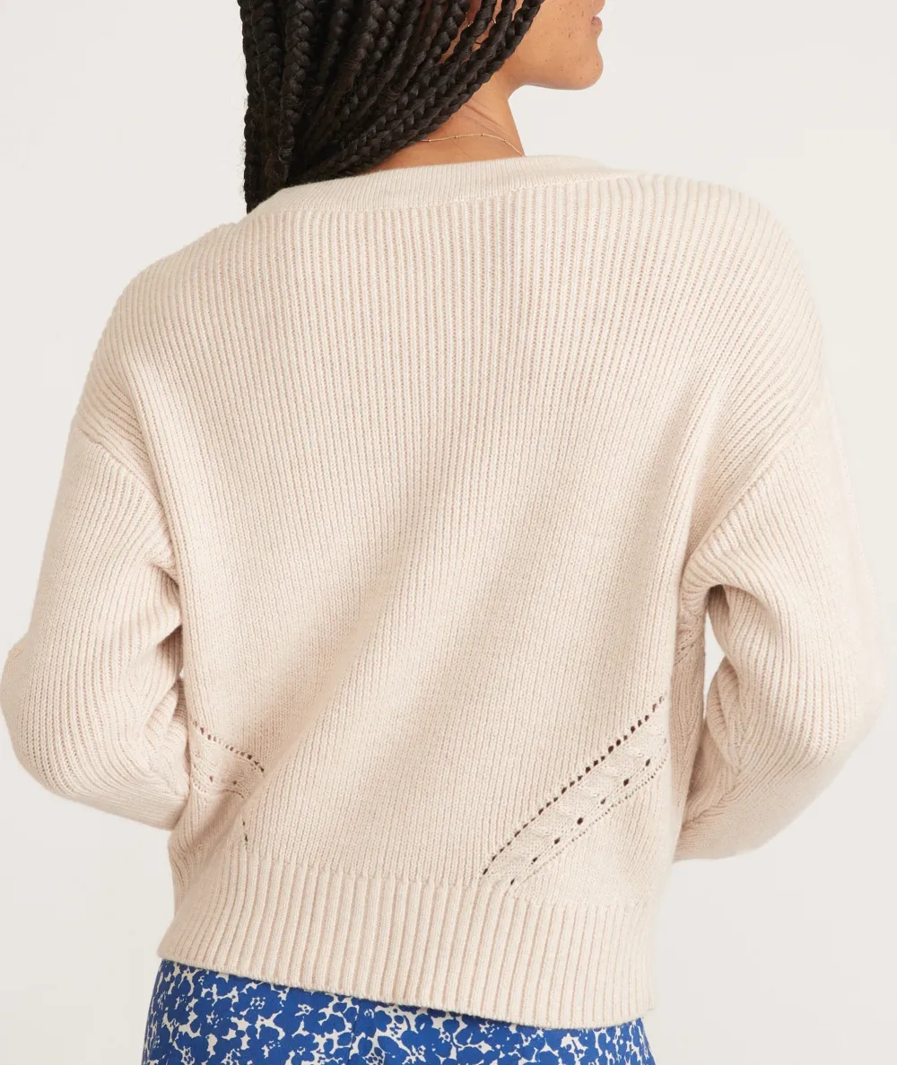 V-neck Buttoned Knit Crop Cardigan