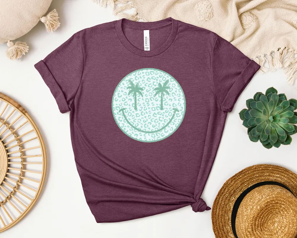 Palm Tree Smiley Graphic Everyday Tee