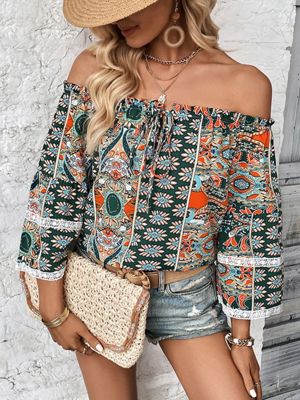 Everyday Soft Printed V-Neck Blouse