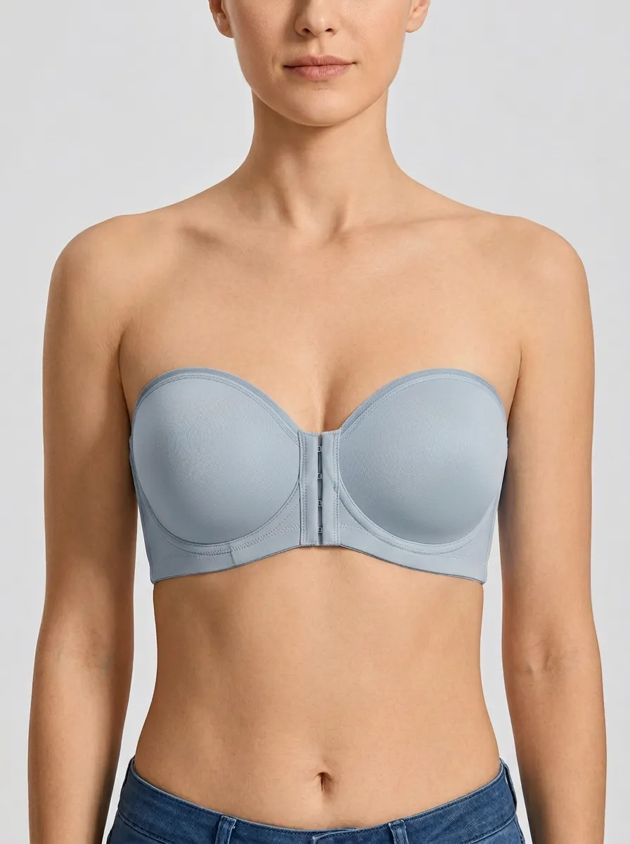 Women's Bonded-Edge Underwire Front-Closure Strapless Bra