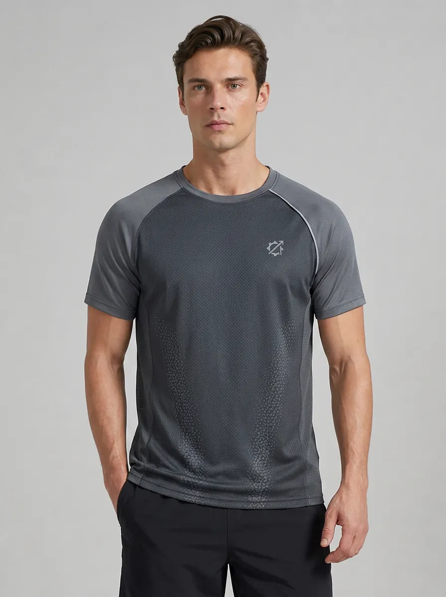Men's Athletic Fitness Mesh Breathable Printed T-shirt