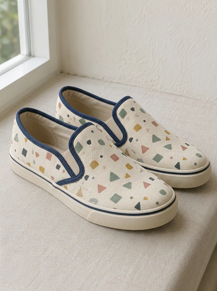 Women's Modern Geometric Terrazzo Pattern Patterned Canvas Shoes