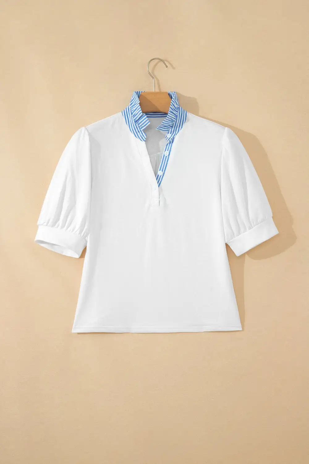 Striped Frilled Collared Blouse