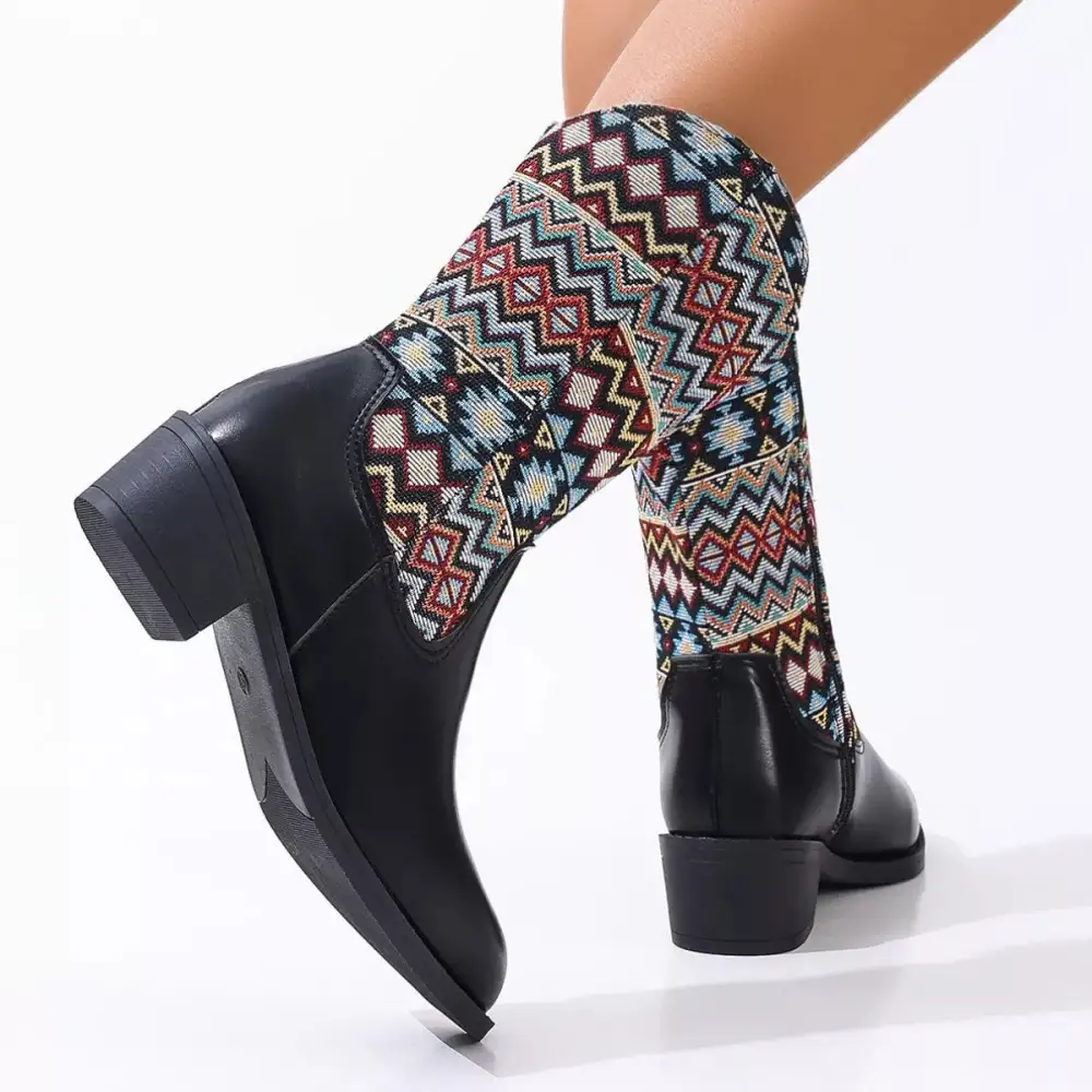 Point Toe Block Heels Boots