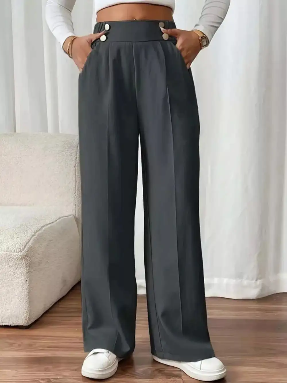 Full Size High Waisted Wide Leg Pants Plus Size