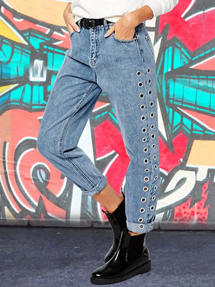 Clean Button Denim Jeans