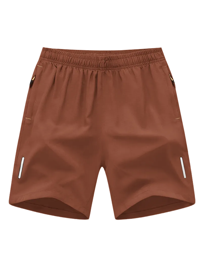 Men's Solid Color Zipper Pocket Shorts