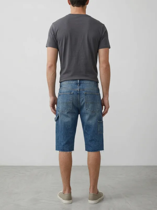 Men's Paint Splatter Distressed Raw Hem Distressed Denim Shorts