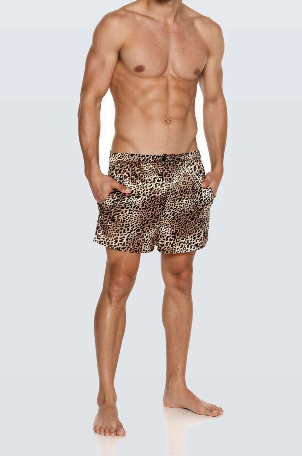 Satin Leopard Print Men's Lounge Shorts