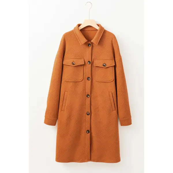 Textured Button Down Collared Neck Coat Jacket
