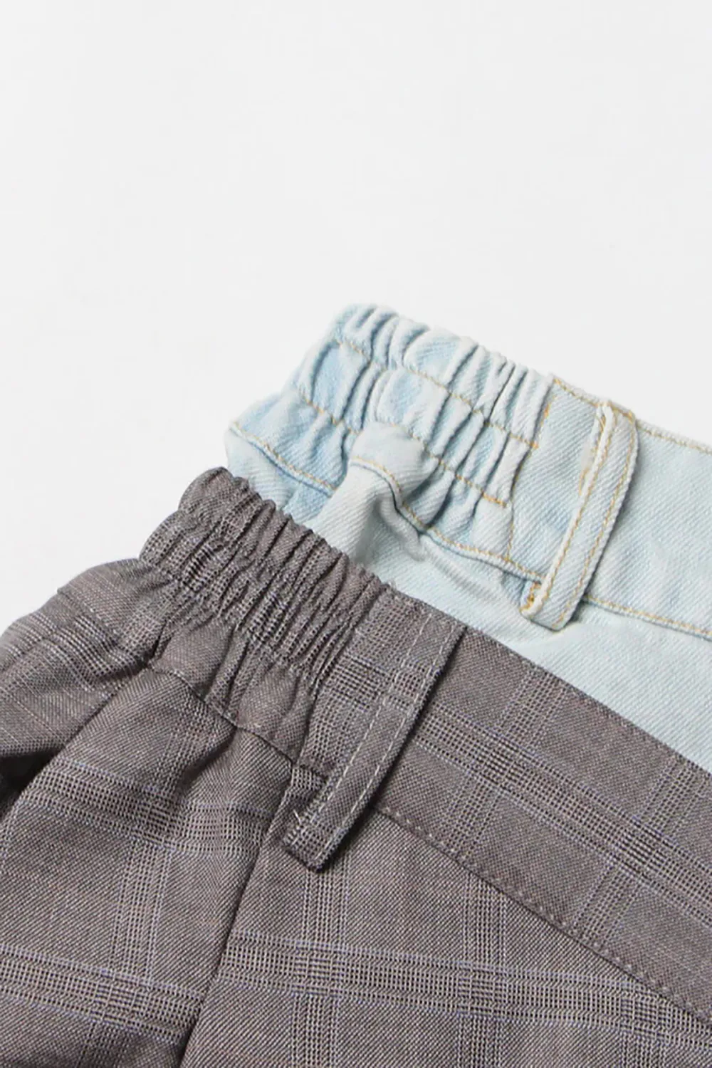 Double Waist High Rise Pleated Detail Hybrid Horseshoe Pants