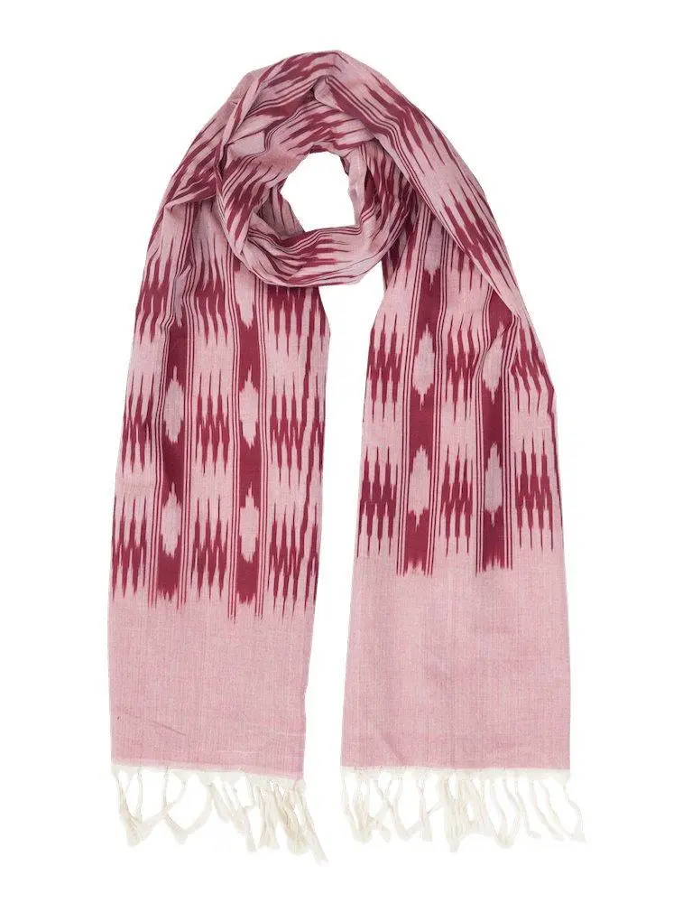 Pink Burgundy Banded Stripes Scarf