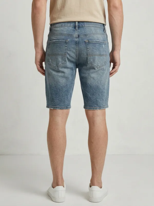 Men's Classic Distressed Raw Hem Distressed Denim Shorts