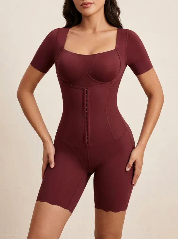 Women's Tummy Control Square Neck Hook-and-Eye Bodysuit Shapewear