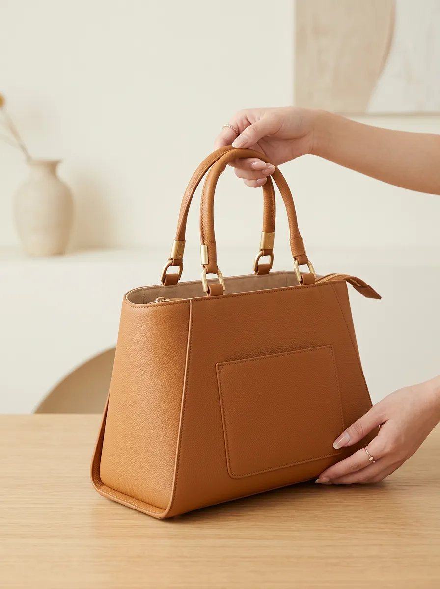 Women's Pebbled Zip-Top Dual-Handle Tote Bag