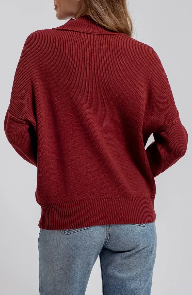 Mock Neck Ribbed Sweater