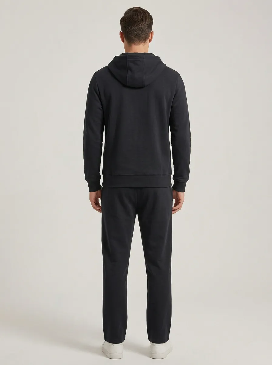 Men's Topographic Line Zip-Up Hoodie & Straight-Leg Jogger Set