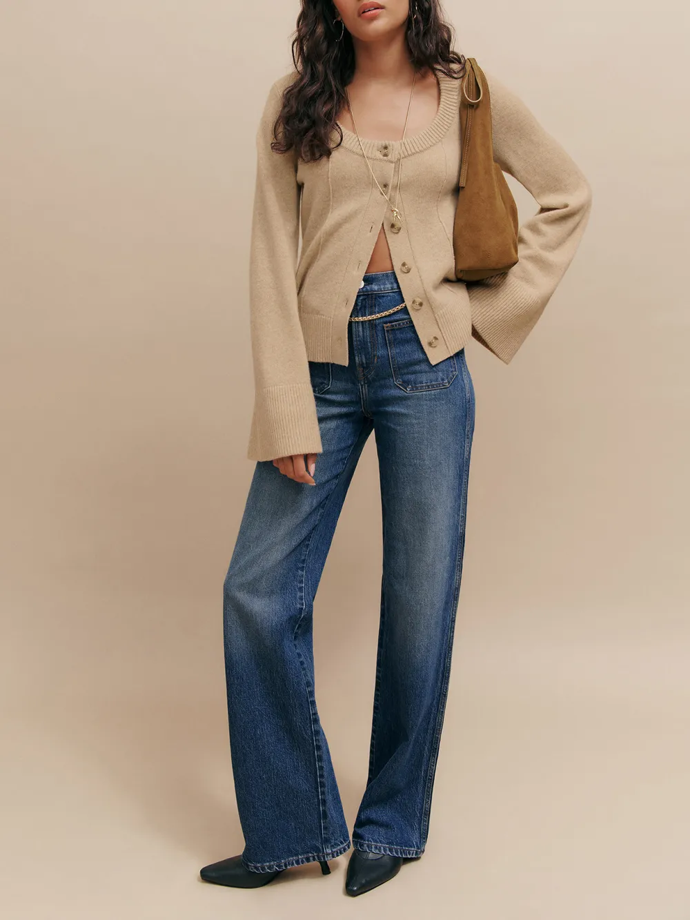 High Rise Flared Leg Denim Jeans