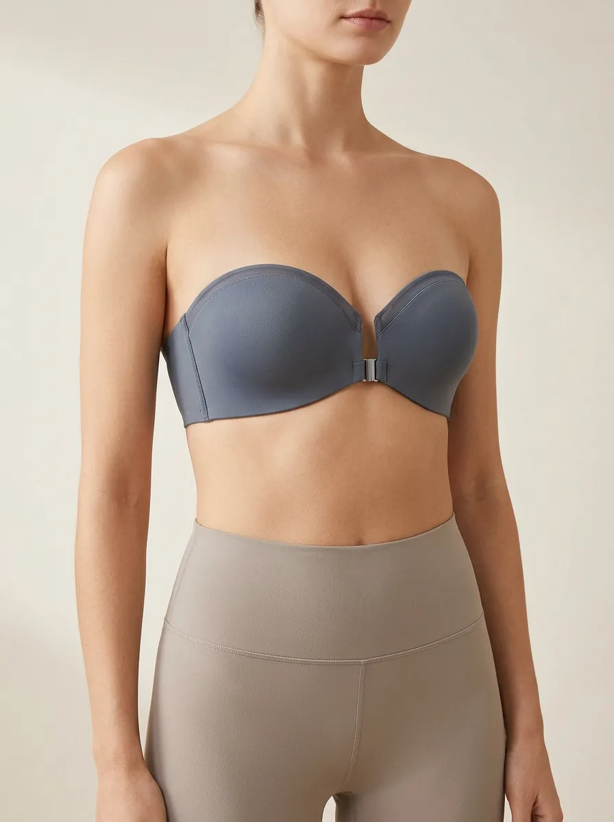 Women's Sheer-Mesh Front-Closure Strapless Bra