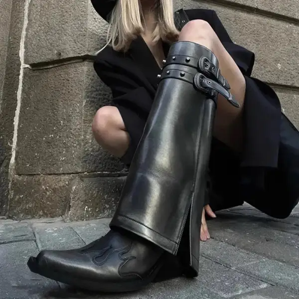 Cowboy Square-Toe Square-Heel Knee-High Boots