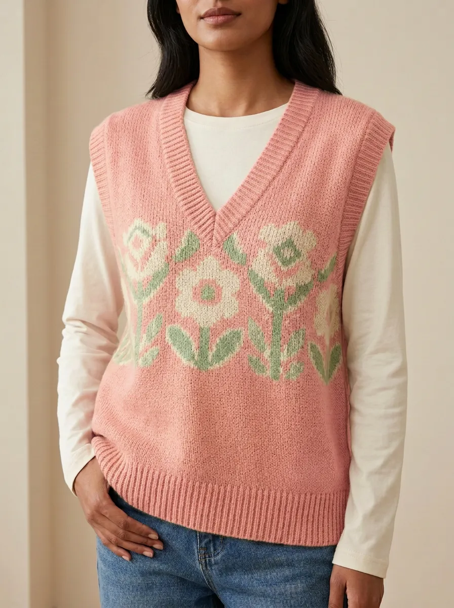 Classic Floral Sweater Vest