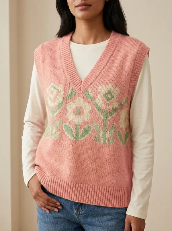 Classic Floral Sweater Vest