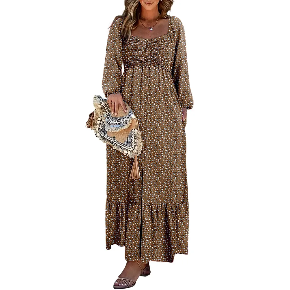 🔥Women's Bohemian FloralLong-Sleeve Dress