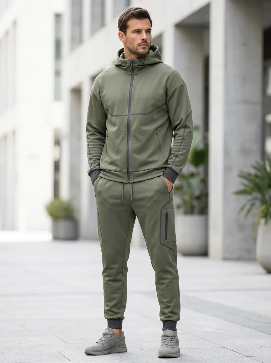 Hooded Tactical-Inspired Unisex Zip Hoodie Tracksuit Set
