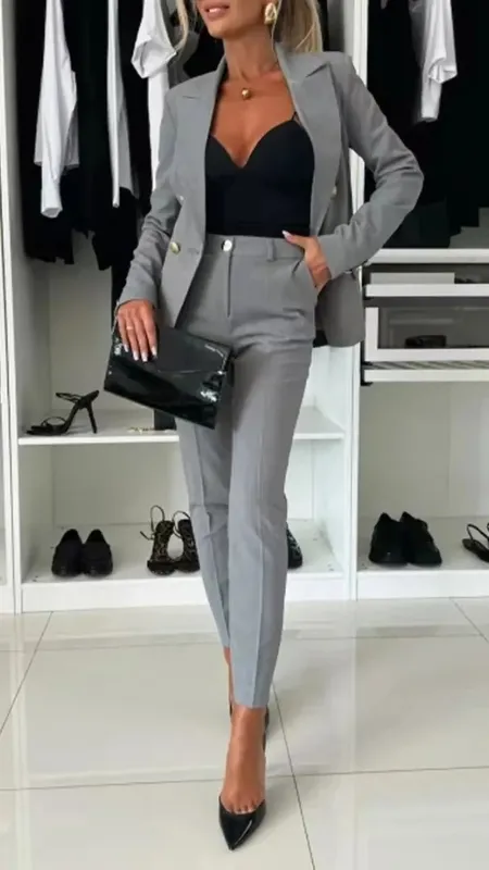 Double-breasted Blazer Suit