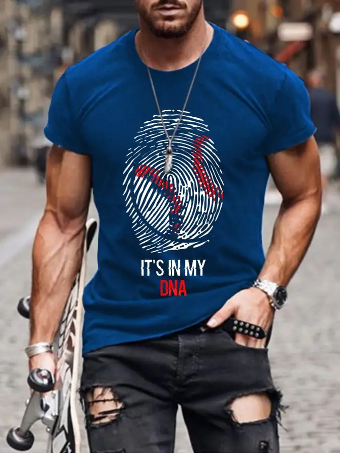 Men'S Baseball Print Short Sleeve T-Shirt