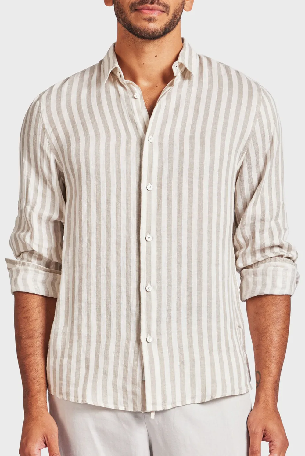 Striped Linen Button Down Shirt
