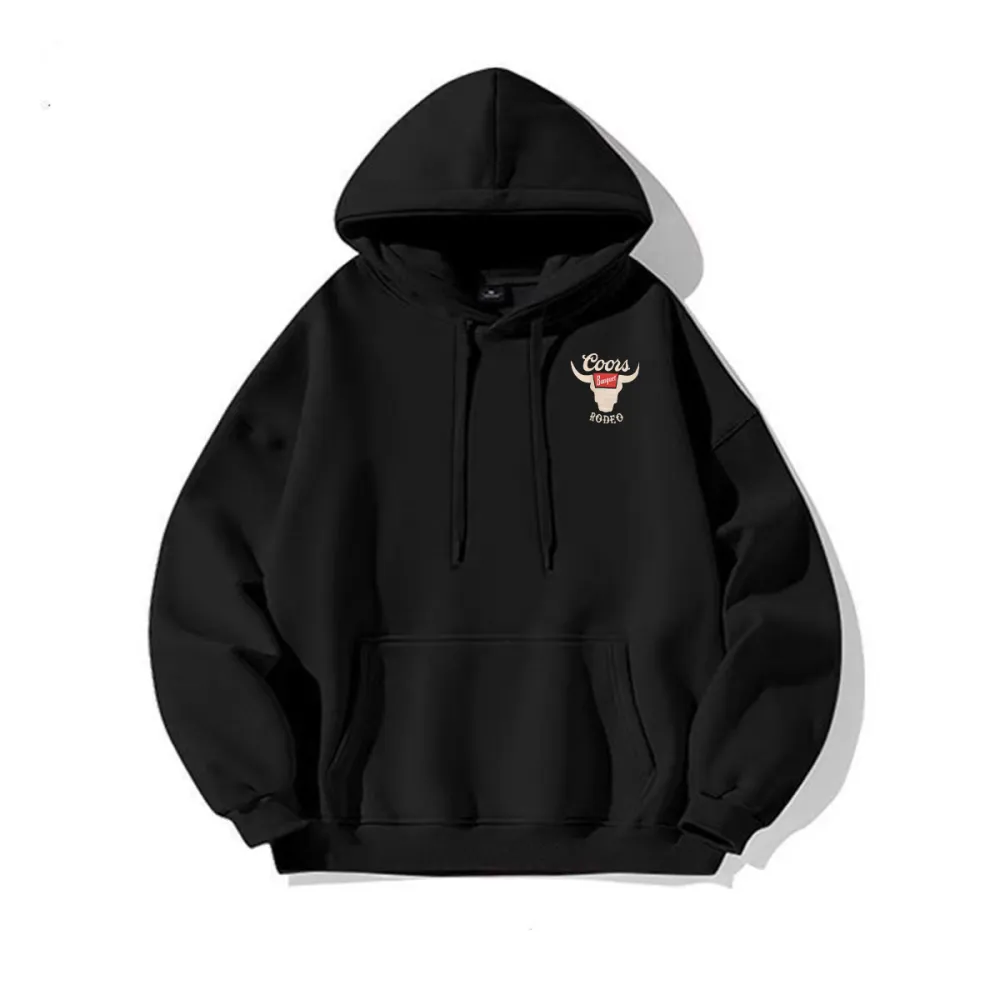 Bull Motif Black Hoodie With Casual Street Style